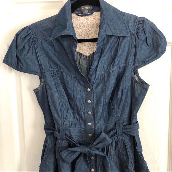 [ Sold ] Denim Retro-looking Dress, Large - Picture 3 of 7